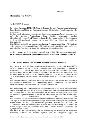 Rundschreiben 01/ 2003 - beim Bundesverband Grosshandel Heim ...