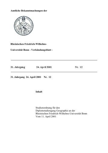 Studienordnung - Geographisches Institut der Universität Bonn