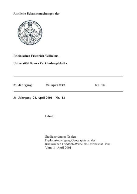 Studienordnung - Geographisches Institut der Universität Bonn