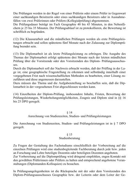 Studienordnung - Geographisches Institut der Universität Bonn