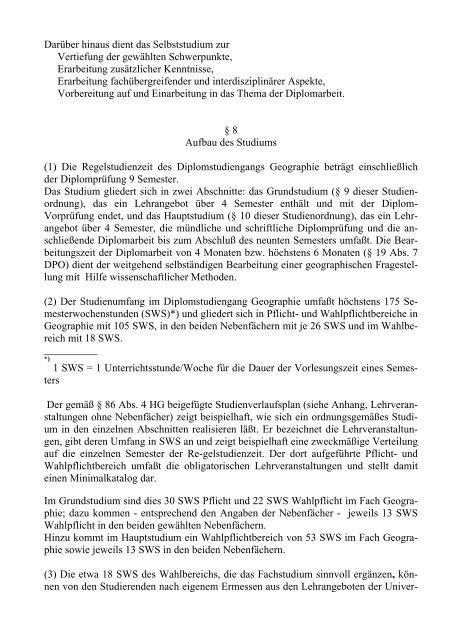 Studienordnung - Geographisches Institut der Universität Bonn