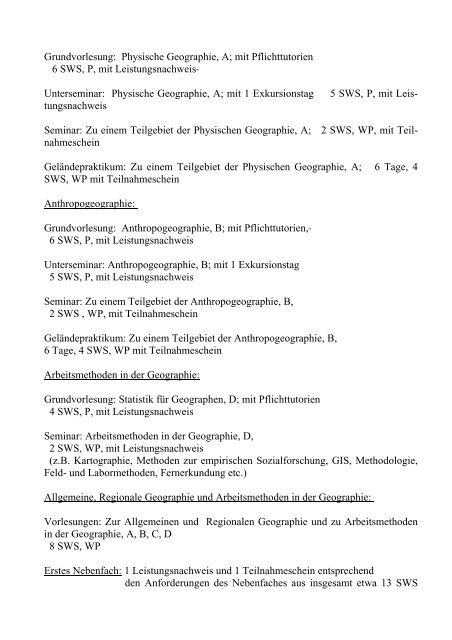 Studienordnung - Geographisches Institut der Universität Bonn