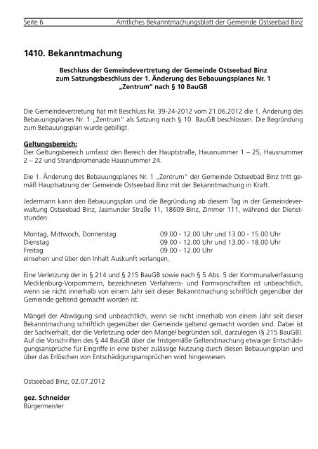 Nr. 10 vom 02. Juli 2012 - Gemeinde Binz