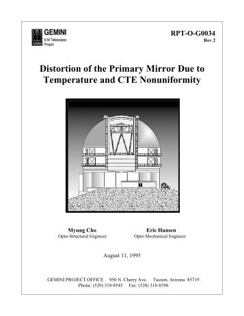 Distortion of the Primary Mirror Due to Temperature and CTE ...
