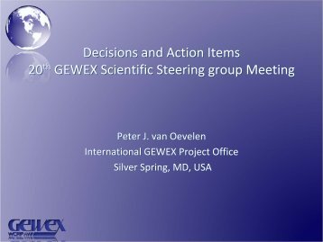 PowerPoint Presentation - GEWEX action items SSG 20