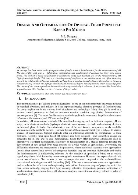 DESIGN AND OPTIMIZATION OF OPTICAL FIBER PRINCIPLE BASED PH METER