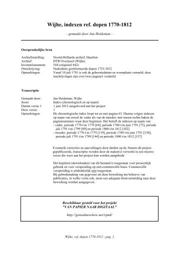 Wijhe, indexen ref. dopen 1770-1812 - Geneaknowhow.net