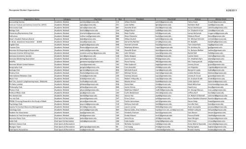 Student Organization by Category - SUNY Geneseo