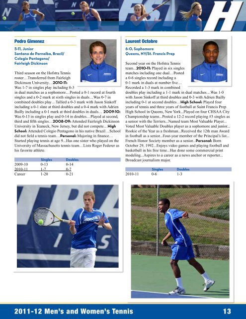 2011– 12 Men's and woMen's Tennis - GoHofstra.com