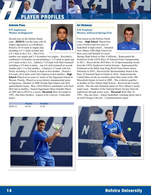 2011– 12 Men's and woMen's Tennis - GoHofstra.com