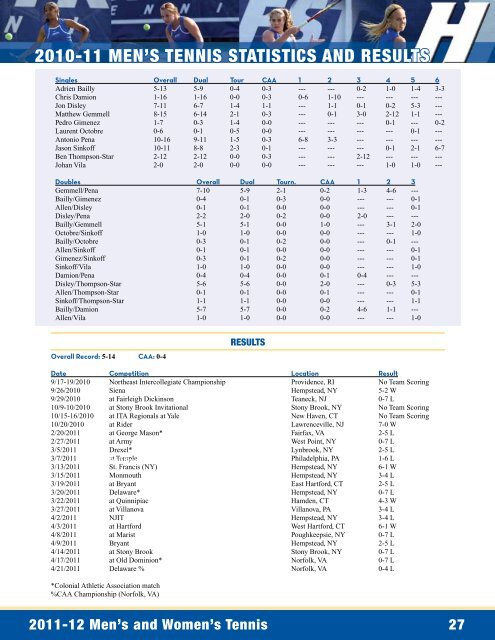 2011– 12 Men's and woMen's Tennis - GoHofstra.com