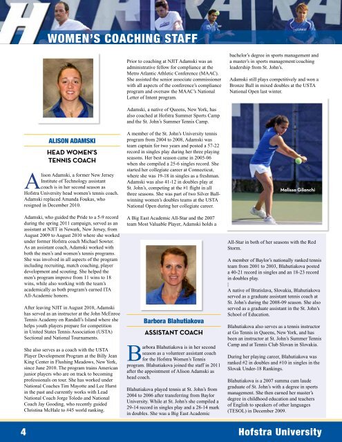 2011– 12 Men's and woMen's Tennis - GoHofstra.com