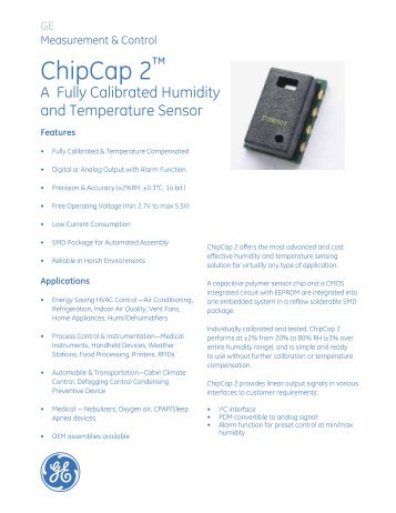 ChipCap 2 humidity and temperature sensor - GE Measurement ...