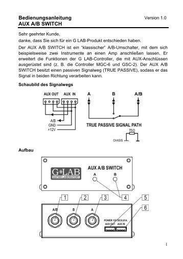 Bedienungsanleitung AUX A/B SWITCH - G LAB