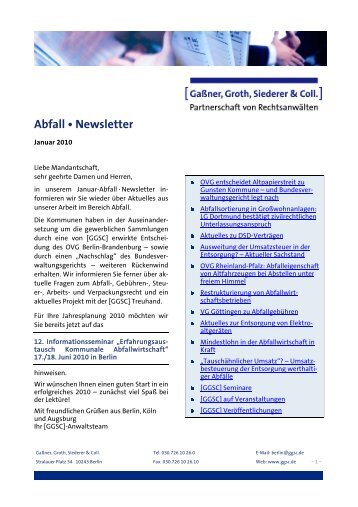 Abfall • Newsletter - GGSC