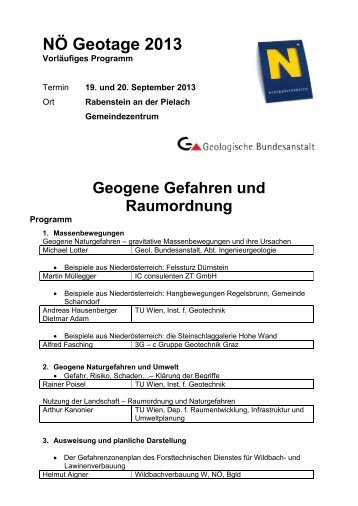 Vorläufiges Programm - Geologische Bundesanstalt