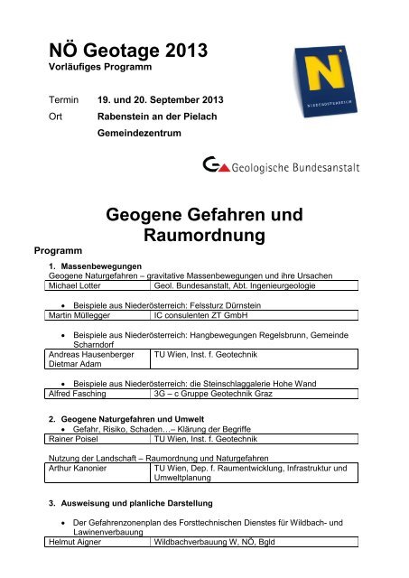 Vorläufiges Programm - Geologische Bundesanstalt