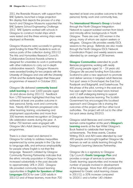 Annual Review 2011/12 - Glasgow Life