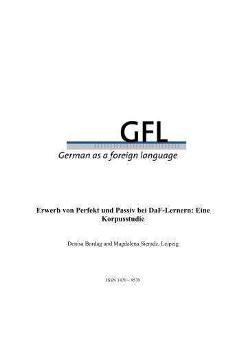 Erwerb von Perfekt und Passiv bei DaF-Lernern: Eine ... - GFL-Journal