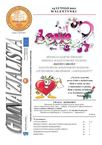 "GIMNAZJALISTA" - numer 3/2010/2011 - Gimnazjum nr 2 im ...