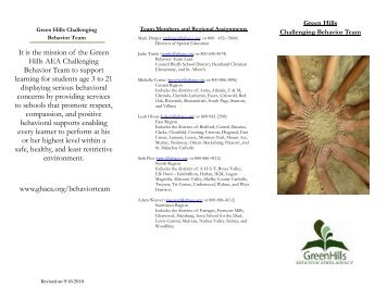 Behavior Team Brochure (PDF) - Green Hills AEA