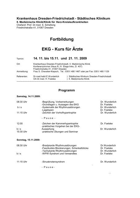 Fortbildung EKG - Kurs für Ärzte - Krankenhaus Dresden ...