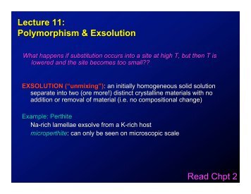 Lecture 11: Polymorphism & Exsolution Read Chpt 2