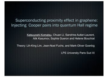 Superconducting proximity effect in graphene: Injecting ... - GDR Meso