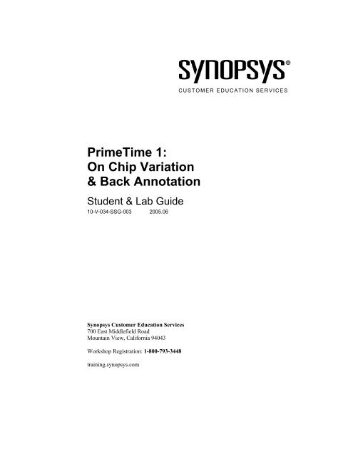 PrimeTime 1: On Chip Variation & Back Annotation