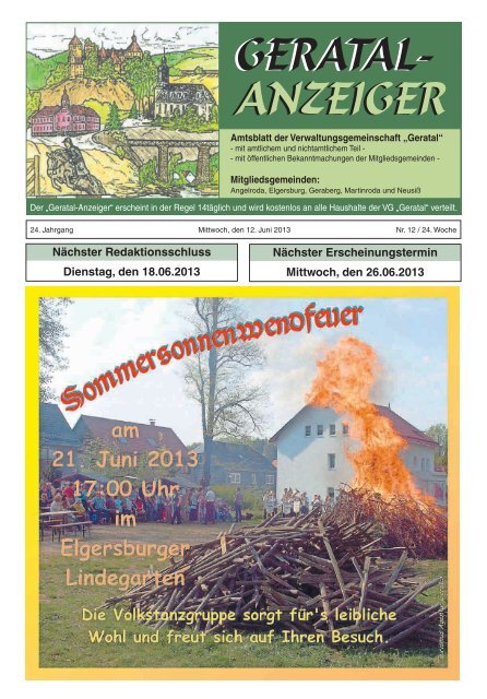 Geratalanzeiger Nr. 12 vom 12.06.2013 - Verwaltungsgemeinschaft ...