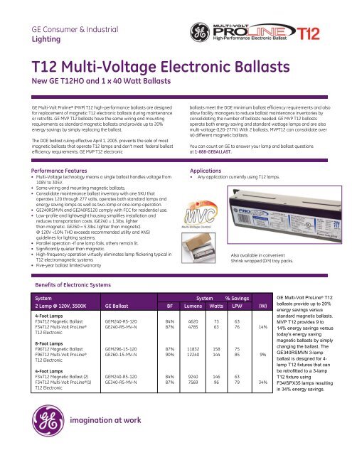 T12 Multi-Voltage Electronic Ballasts - GE Lighting Asia Pacific
