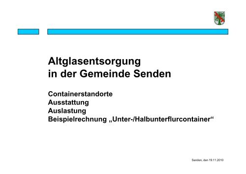 Präsentation Altglasentsorgung in der Gemeinde Senden