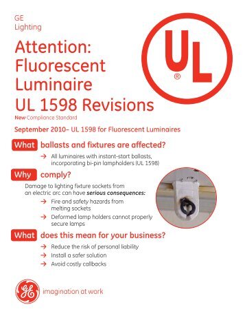 Fluorescent Luminaire UL 1598 Revisions - GE Lighting Asia Pacific