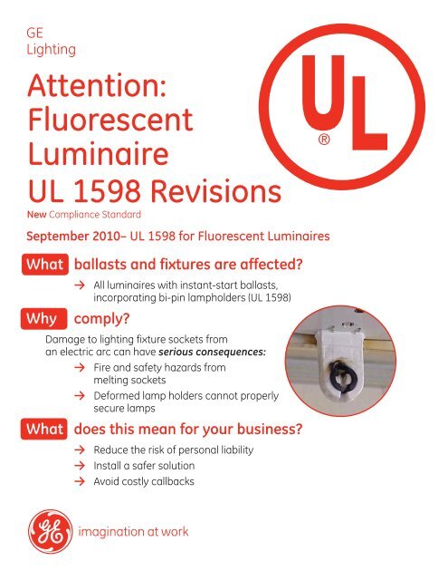 Fluorescent Luminaire UL 1598 Revisions - GE Lighting Asia Pacific