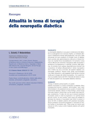 Attualità in tema di terapia della neuropatia diabetica - Adivase.it