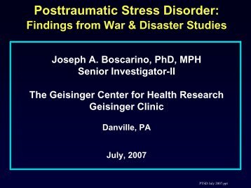 Posttraumatic Stress Disorder: - Geisinger Health System