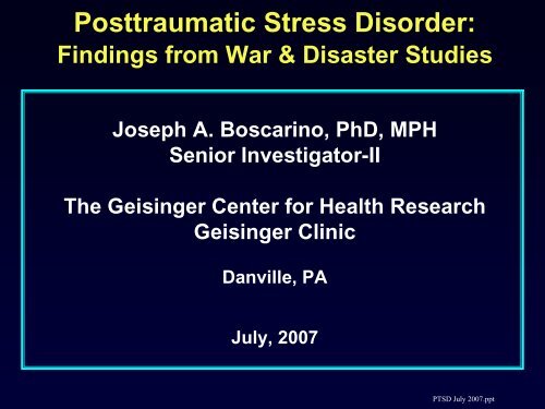 Posttraumatic Stress Disorder: - Geisinger Health System