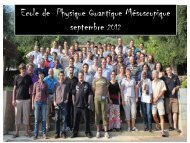Ecole Physique Quantique Mésoscopique 2012