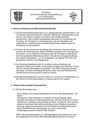 1. Zweck und Nutzung des Behindertenfahrdienstes 1.1 Ziel des ...