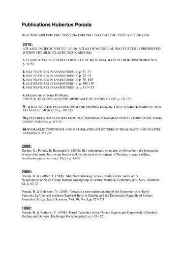 Publications Hubertus Porada_3 - Geobiologie