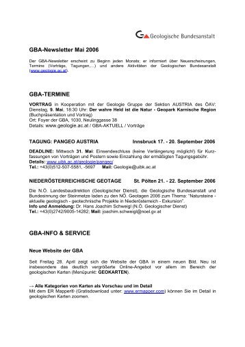 Newsletter 05/2006 - Geologische Bundesanstalt