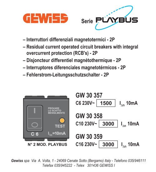 GW 30 357 GW 30 358 GW 30 359 - Gewiss