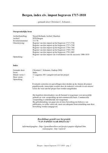 Bergen, index civ. impost begraven 1717-1810 - Geneaknowhow.net