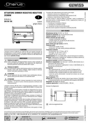 ATTUATORE DIMMER RESISTIVO-INDUTTIVO 2x300W - Gewiss