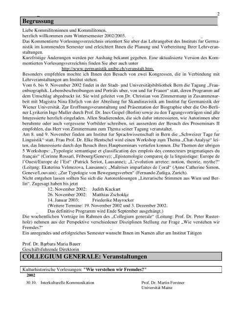 Kommentiertes Vorlesungsverzeichnis WS 02/03 - Institut für ...