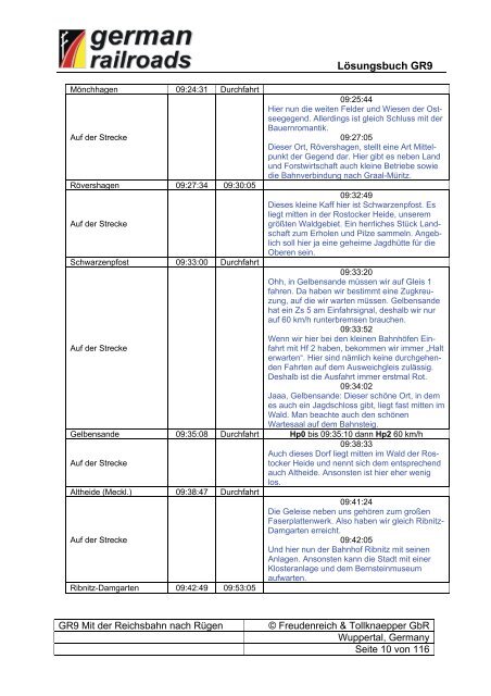 Lösungsbuch GR9 Mit der Reichsbahn nach Rügen - German ...