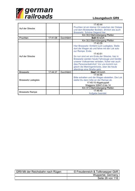 Lösungsbuch GR9 Mit der Reichsbahn nach Rügen - German ...