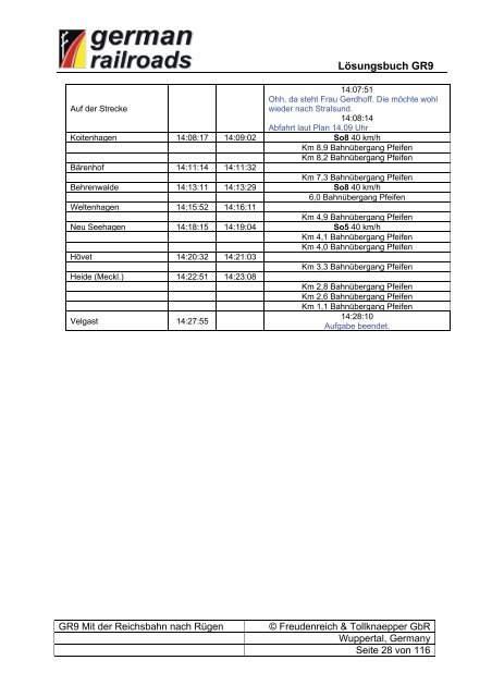 Lösungsbuch GR9 Mit der Reichsbahn nach Rügen - German ...