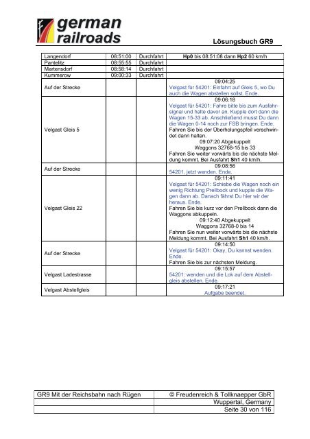 Lösungsbuch GR9 Mit der Reichsbahn nach Rügen - German ...