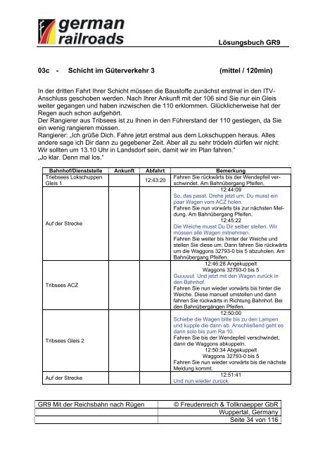 Lösungsbuch GR9 Mit der Reichsbahn nach Rügen - German ...